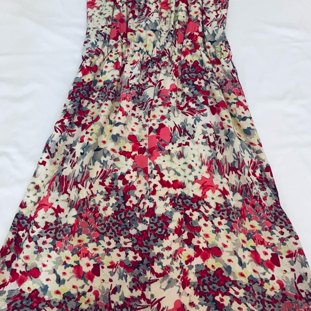 Banana Republic Red Pink and Green Floral-Print Cami knee length dress, size M - Picture 3 of 6